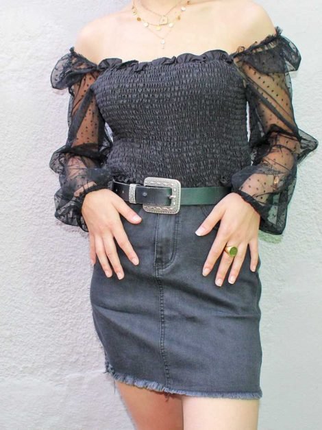 top y falda lunares