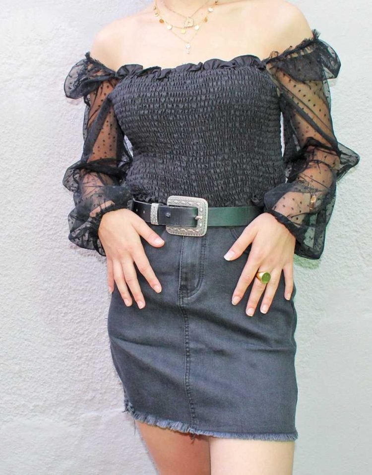 top y falda lunares